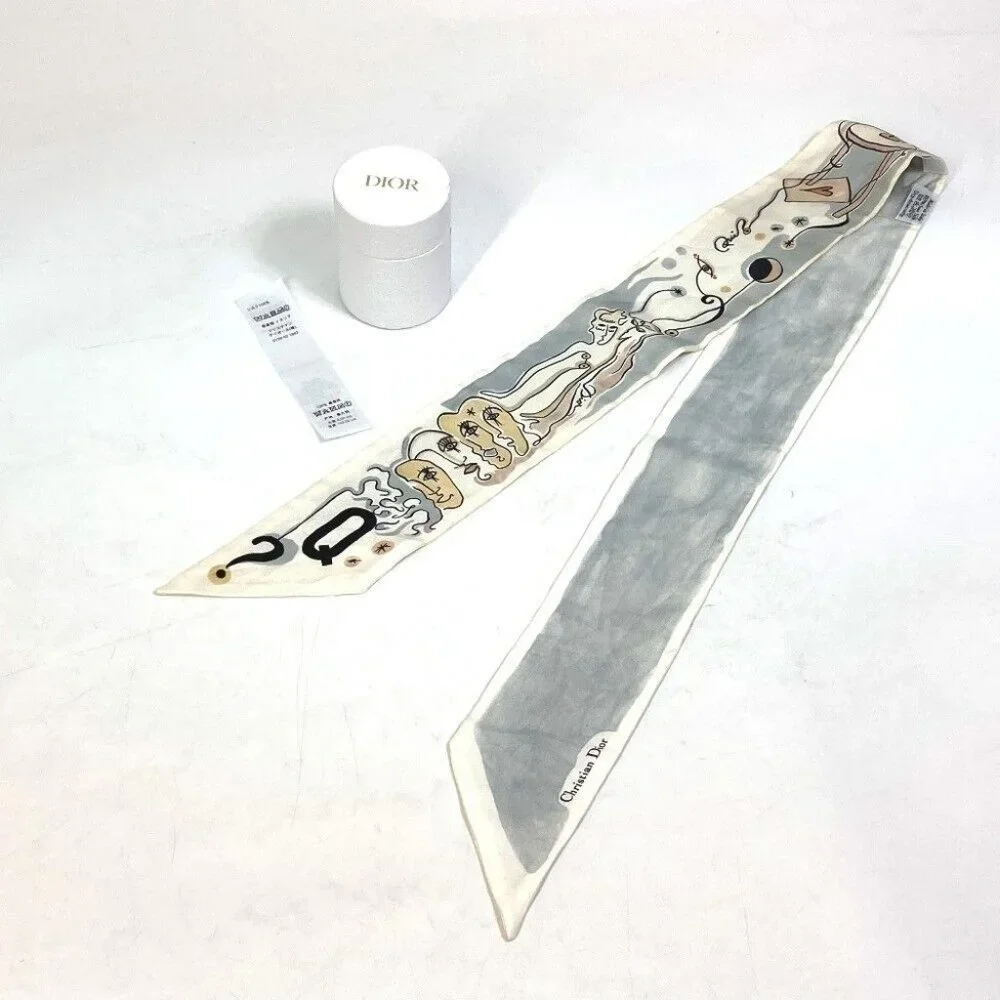 Dior initial logo Q Mitsua BandeauScarf Scarf silk White